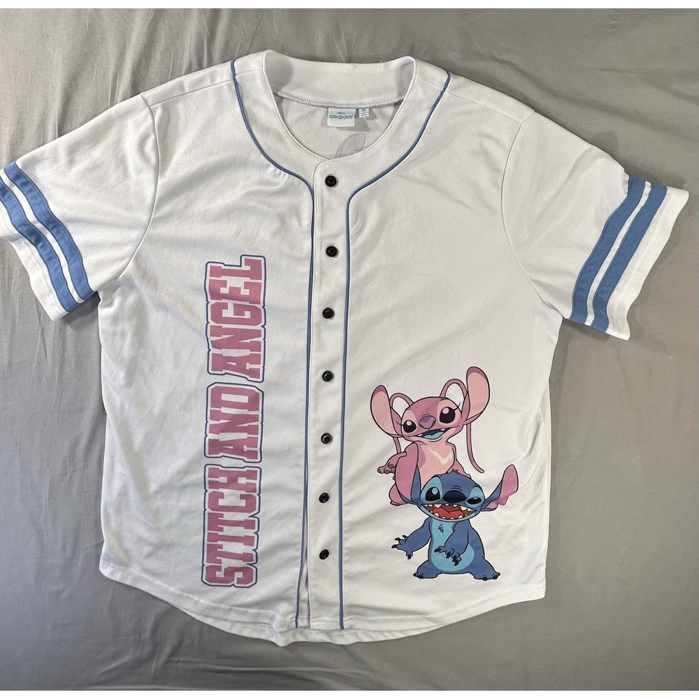 Disney Lilo & Stitch Baseball Jersey Men's XL Featuring Stitch & Angel